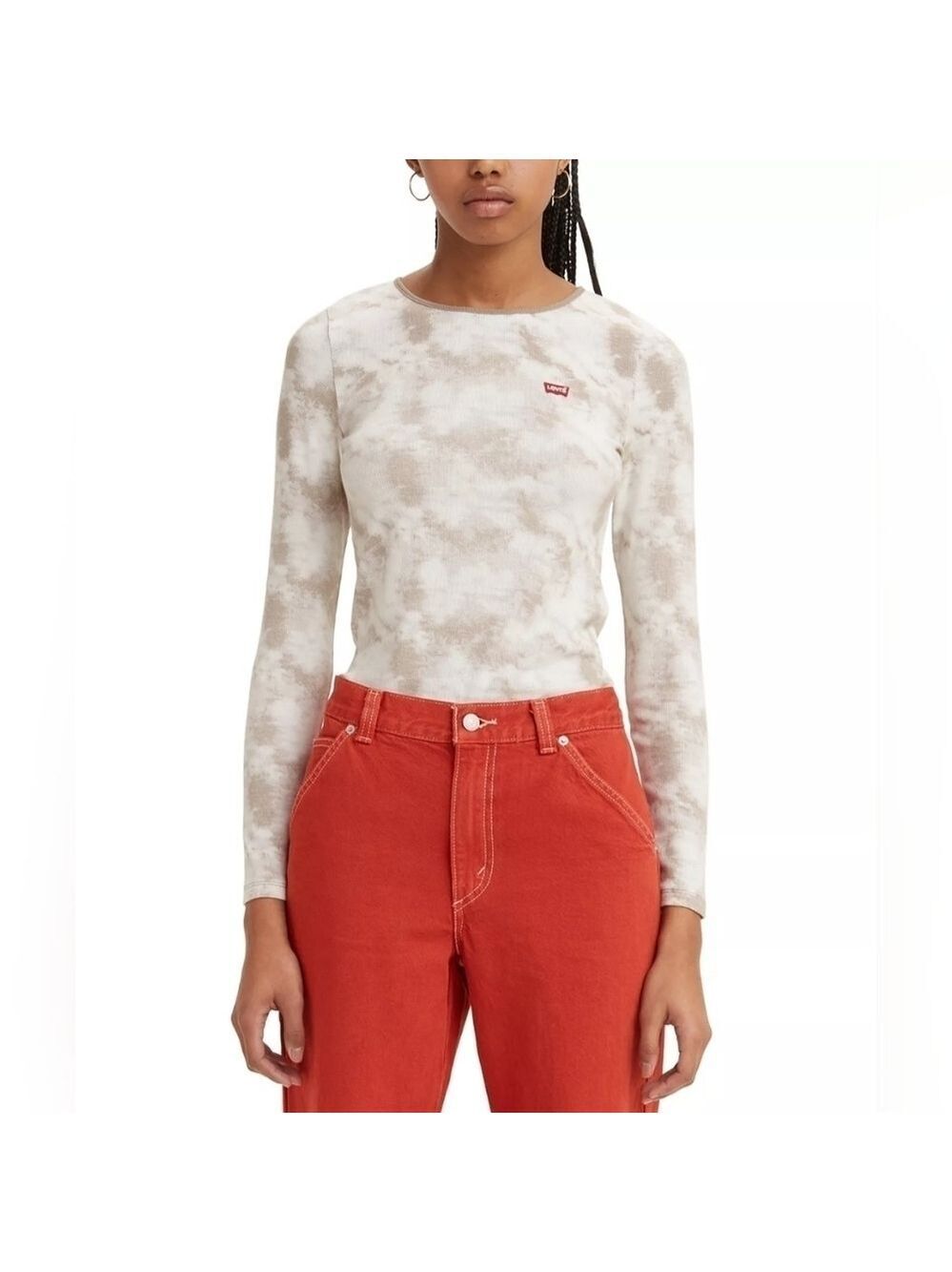 Levi's Rib-Knit Honey Tie Dye Long Sleeve Logo Tee Small - New With Tags